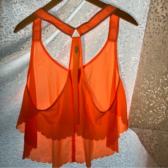 Free People Movement Pretty Lil Running Top in Neon Mango. - Picture 9 of 15